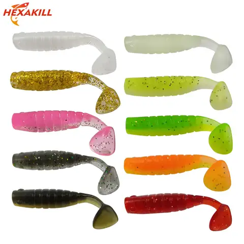 Hexakill 낚시 미끼, 인공 고무, 부드러운 미끼, 지깅 워블러, 태클 베이스 실리콘 스윔베이트, 4cm, 1g, 50 개