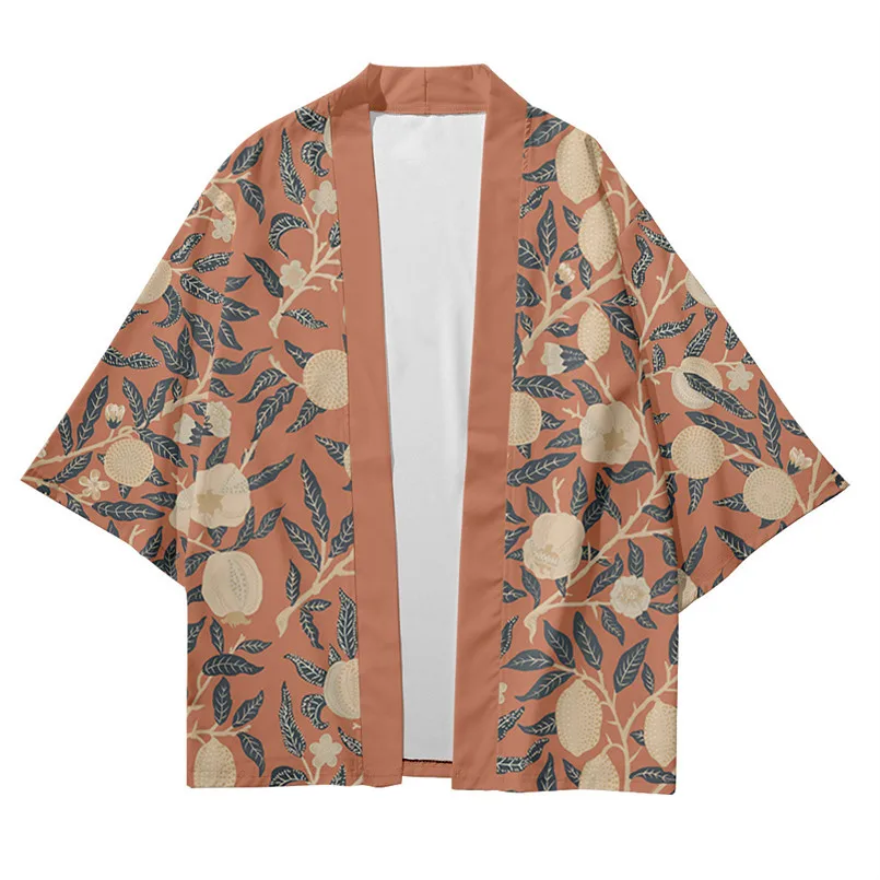 Japanese Traditional Cardigan Robe Men and Women Harajuku Flower Print Kimono Cosplay Women Beach Haori Yukata Kimono