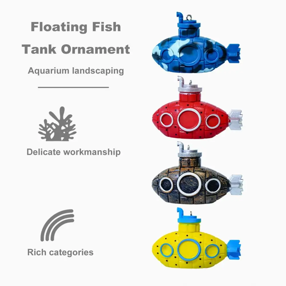 Colorful Aquarium Ornament Theme Aquarium Decor Set Cartoon Submarine Floating Diver Resin Plants for Fish Tank Ornaments 4pcs