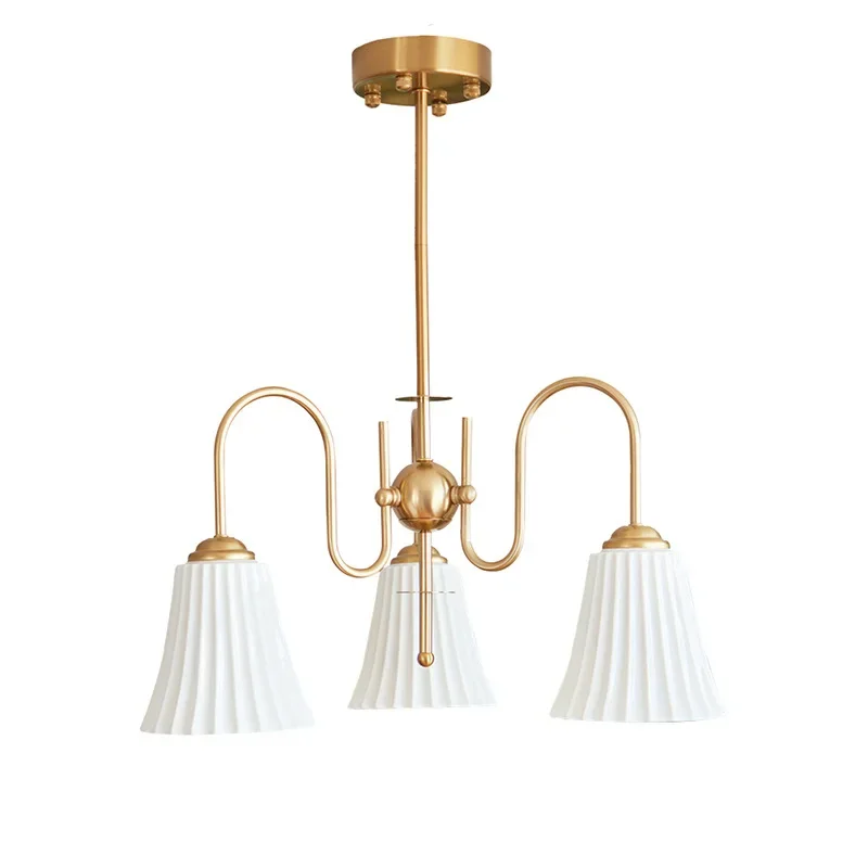 

Nordic retro living room chandelier, modern simple medieval cream style dining room bedroom retro lamps