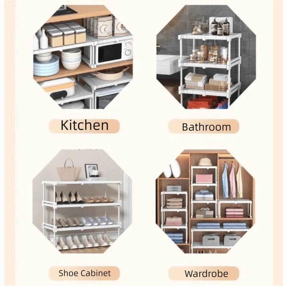 Multifunctional Adjustable Telescopic Shelves Expandable Multi Layered Organizer Shelf Pull Out Wardrobe Divider Kitchen Sink