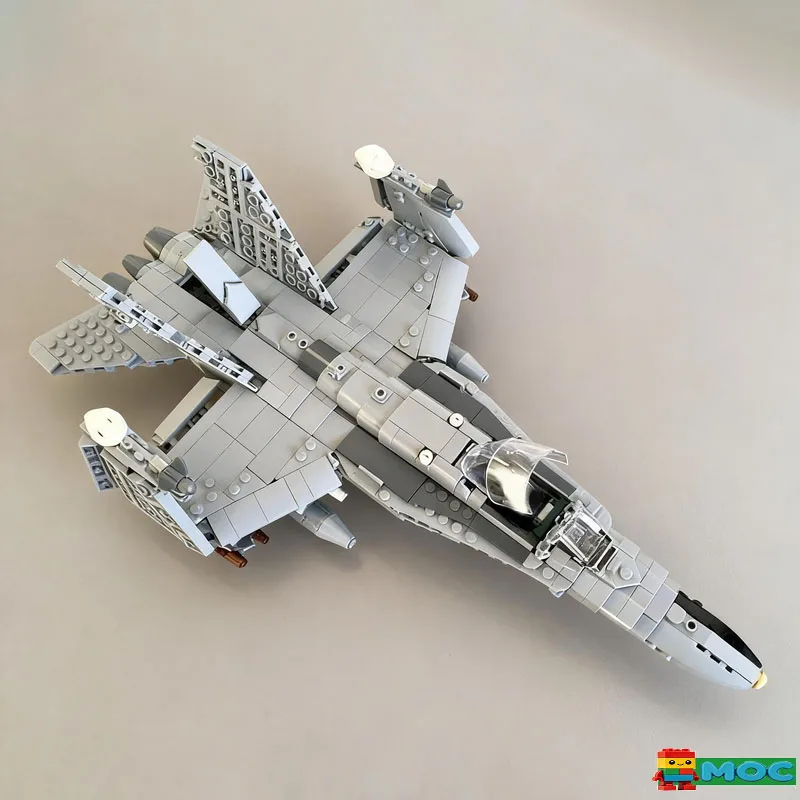 935 PCS Military Airplane F18C Hornet Fighter Jet Model Building Blocks Assembly Educational Toy Birthday Popular Gift For Boys