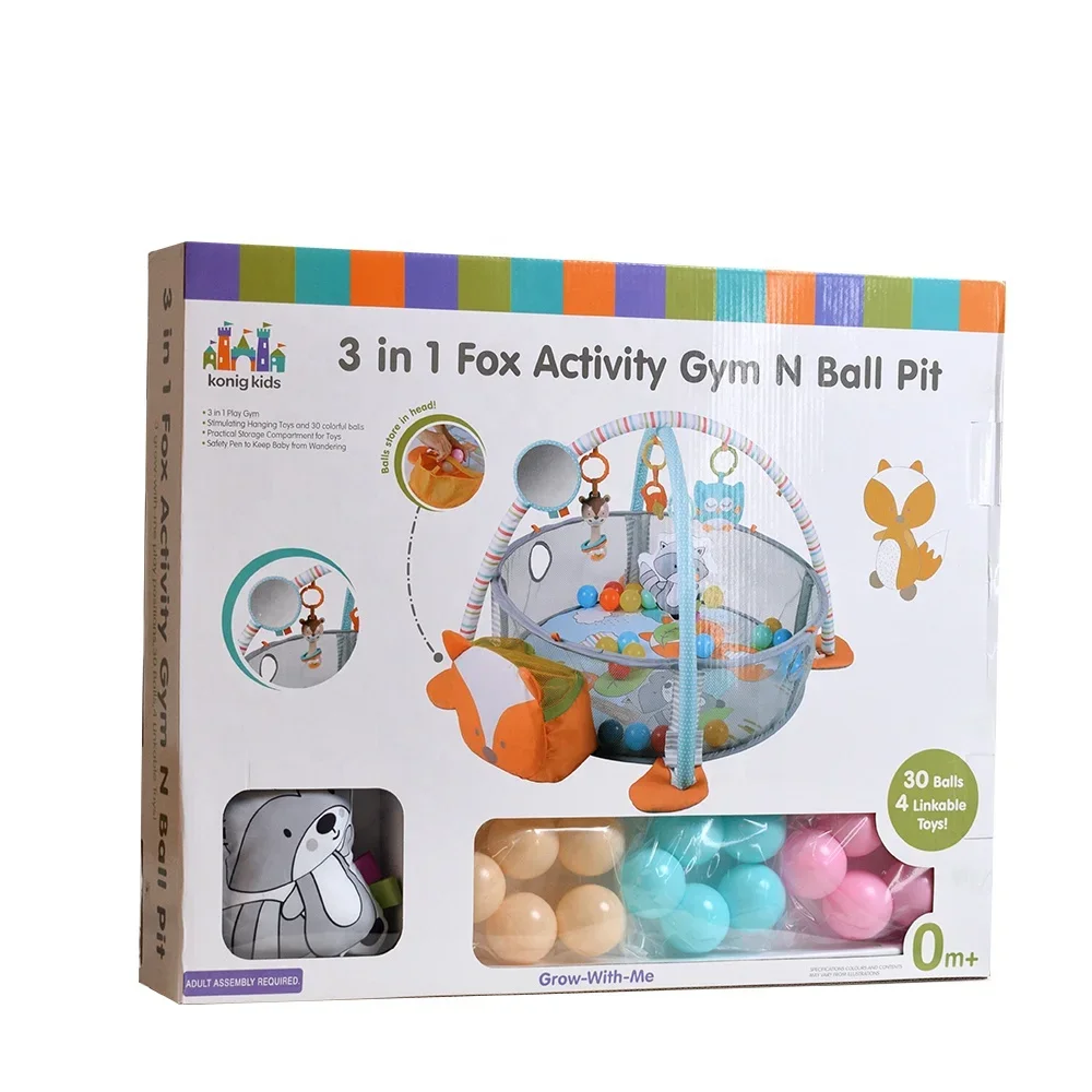 Konig Kids 3 in 1 Animal  Gym With Ball Pit Play Mat Activity Baby Play Gym For Baby