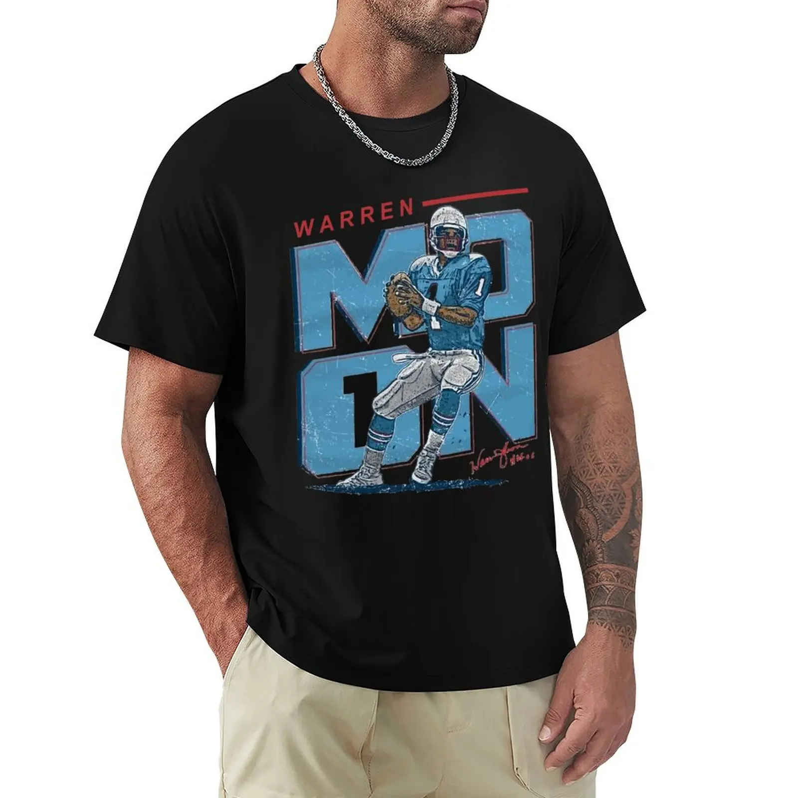 

Warren Moon Houston Throwbacks T-Shirt Luxury man football t shirt tee shirts for men