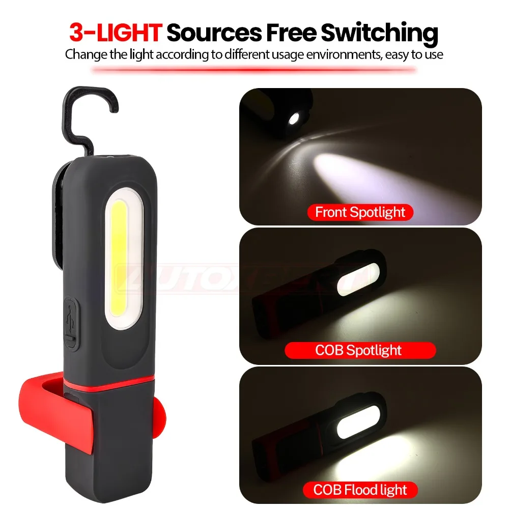 

Rechargeable COB LED-Work Light Mechanic Work Shop Inspection Lamp Hand Torch