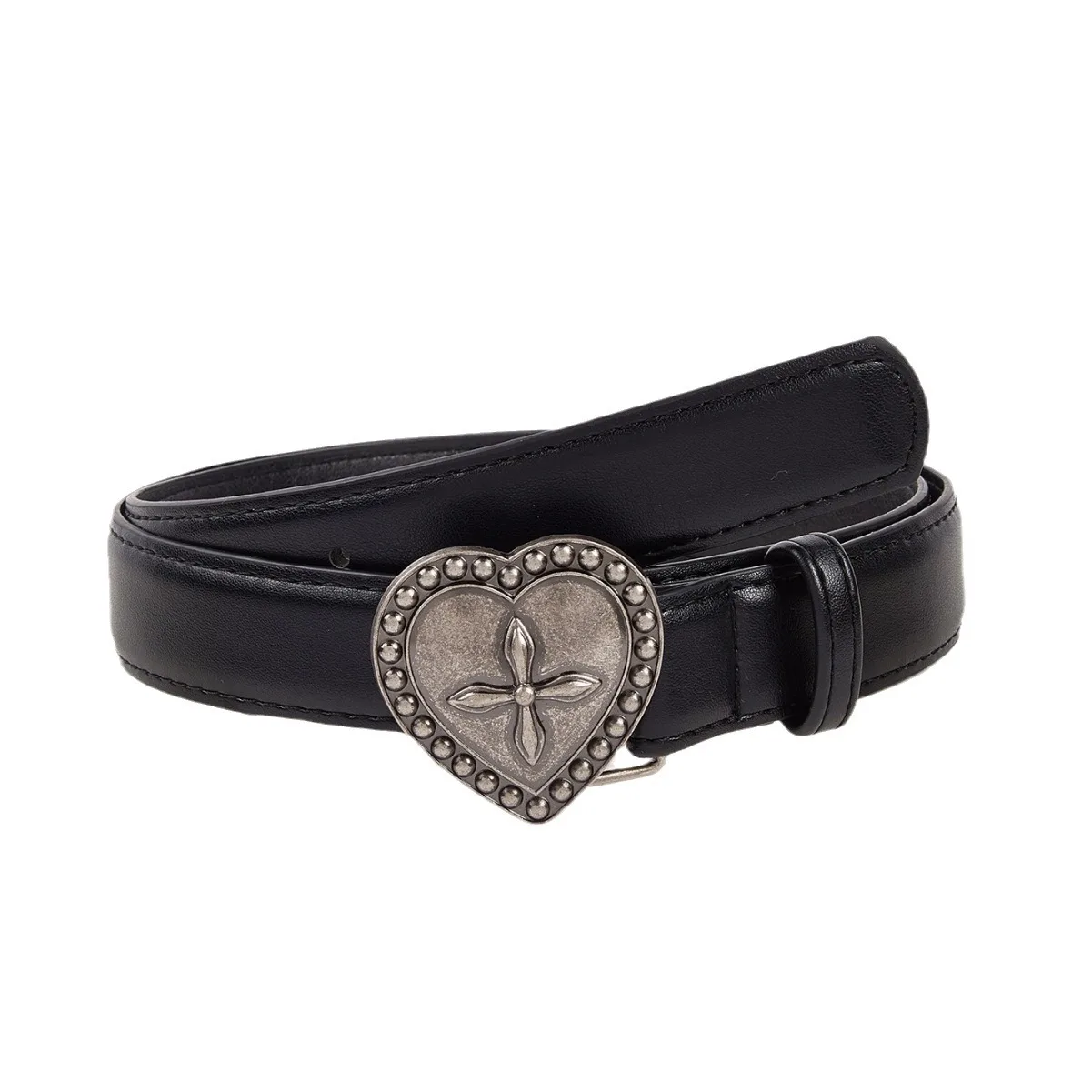 New Trendy Simple Gothic Vintage Metal Love Cross Belt Women\'s Belt Diesel Belt Women\'s Luxury Designer Jeans Dress Accessories