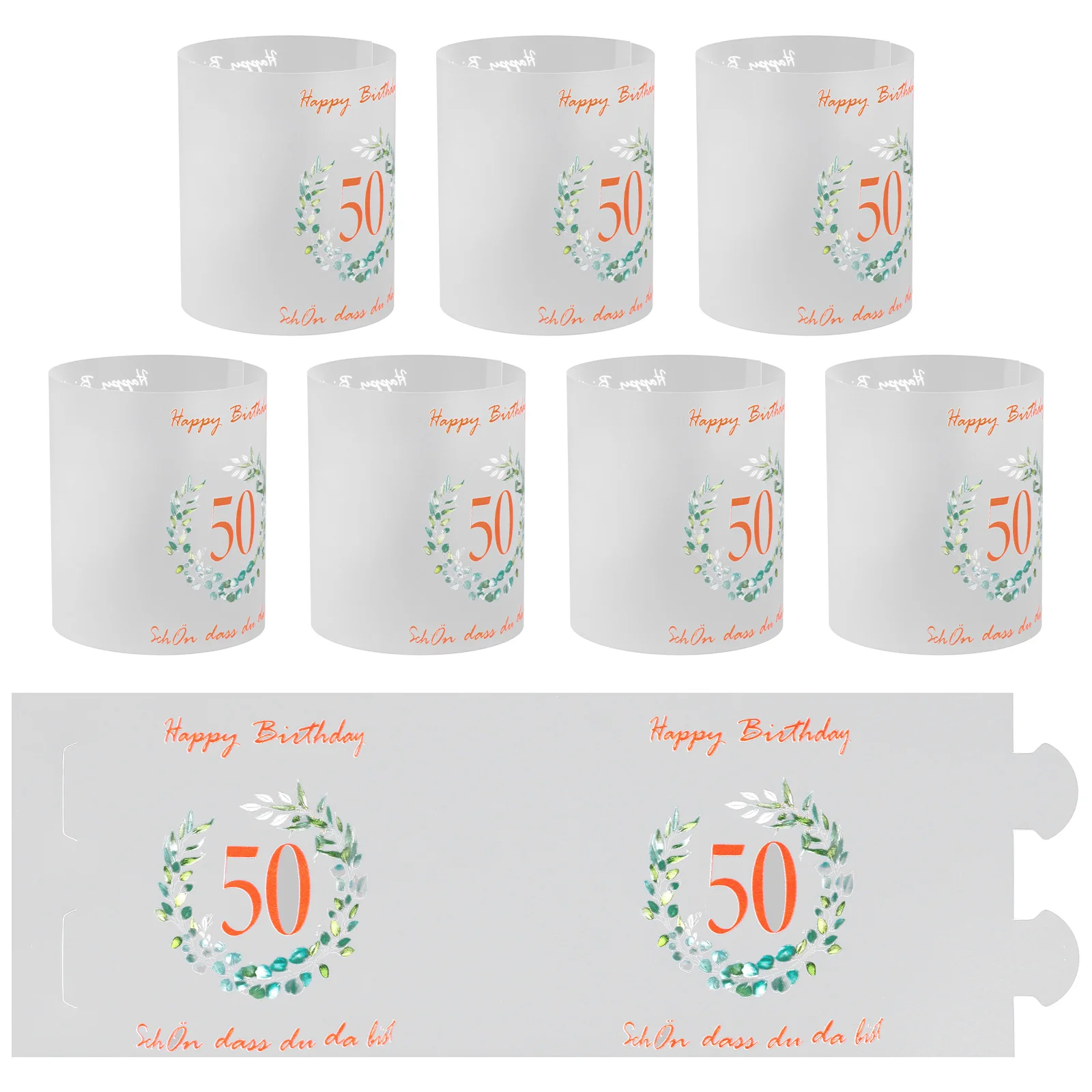 

8pcs Birthday C Shades PVC Windproof Protectors Soft Flame European Decorative Cylinder Covers Plastic C Lighting