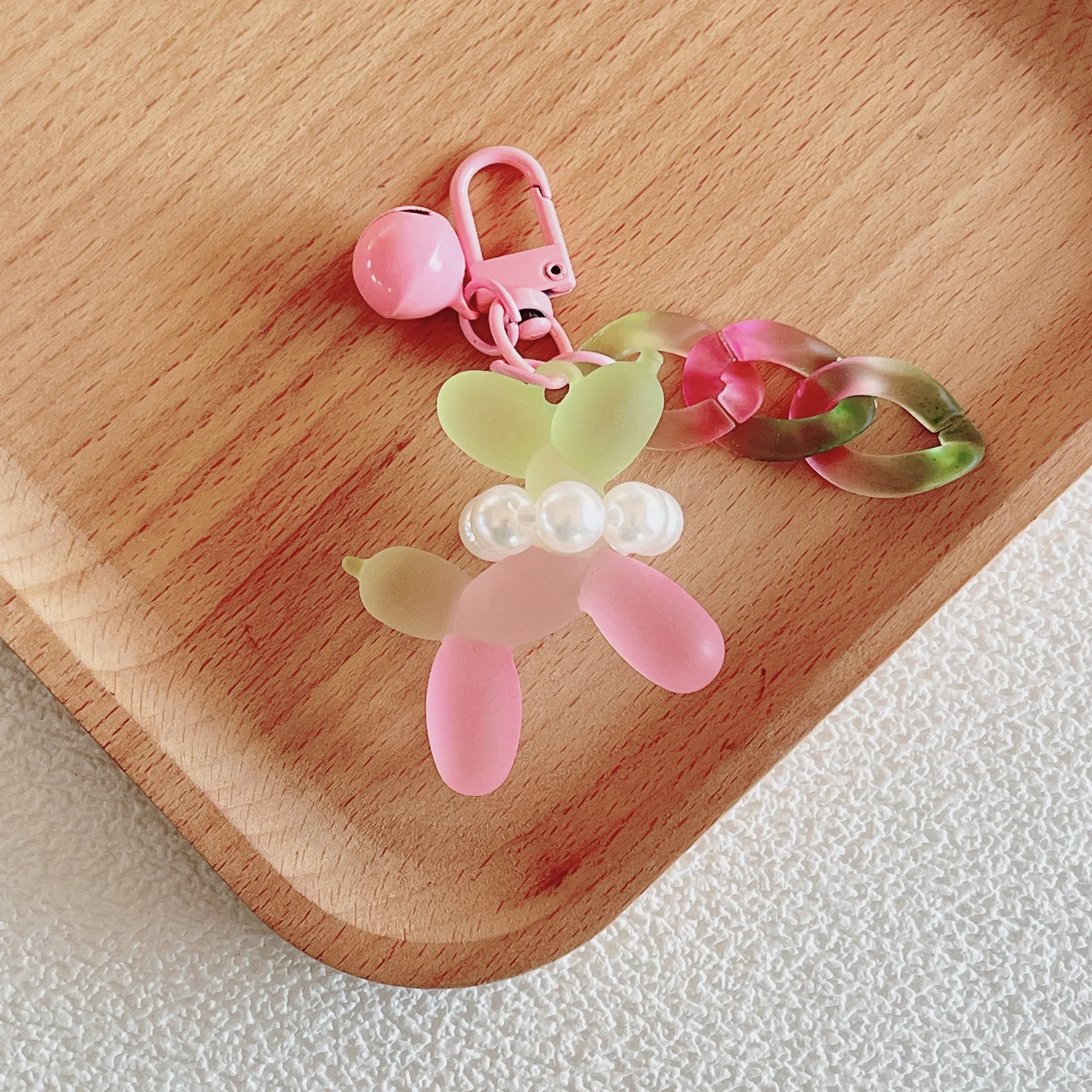 Glossy Balloon Puppy Keychain, Mobile Phone Pendant, Gradient Glossy