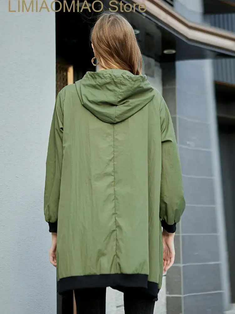 New Trench Coat for Women Spring Autumn Oversized Women's Windbreak Solid Loose Hooded Coat Women's Clothing Jackets Tops