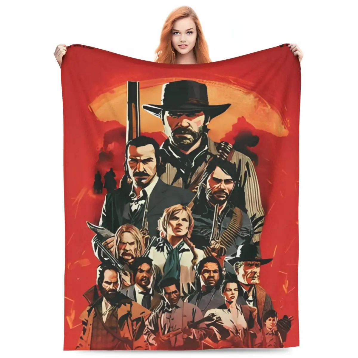 Y2K Red Dead Redemptions 2 Game Blankets Ultra-Soft Velvet Relax Throw Blankets Machine Washable