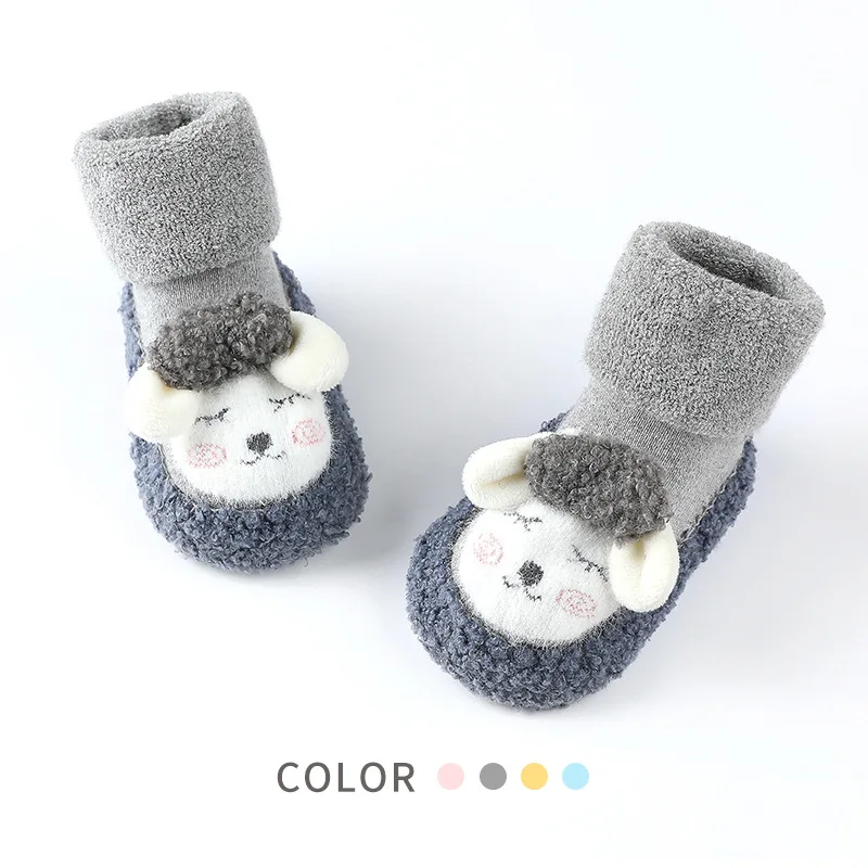 

Floor socks infants autumn and winter thickened velvet cotton thick-soled warm floor shoes newborn baby children shoes and socks