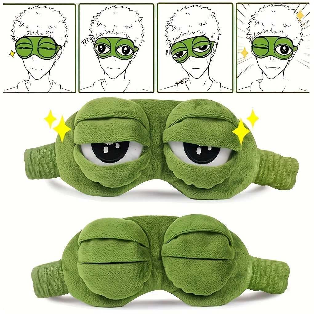 3D Sad Frog Sleep Mask Natural Sleeping Eyeshade Cover Shade Eye Patch Women Men Portable Blindfold Travel Eyepatch Xmas GIft