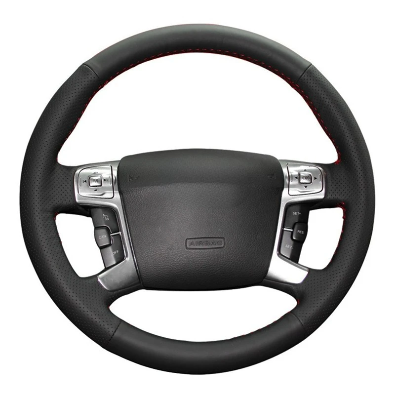 Car Steering Wheel Cover Soft Hand-Stitched Black Artificial Leather For Ford Mondeo Galaxy S-Max 2006 2007 2008 2009-2014 2015