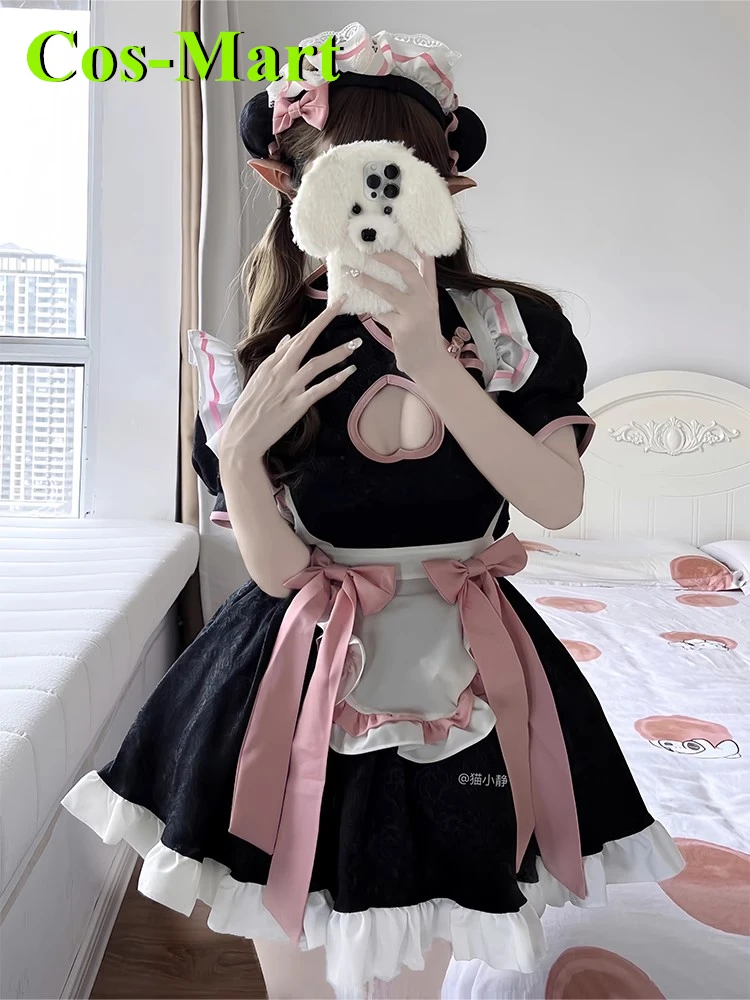 

Cos-Mart аниме котенок наряд горничной платье косплей костюм китайский стиль Cheongsam Лолита горничная сладкий черный белый большой размер S-XXXXL