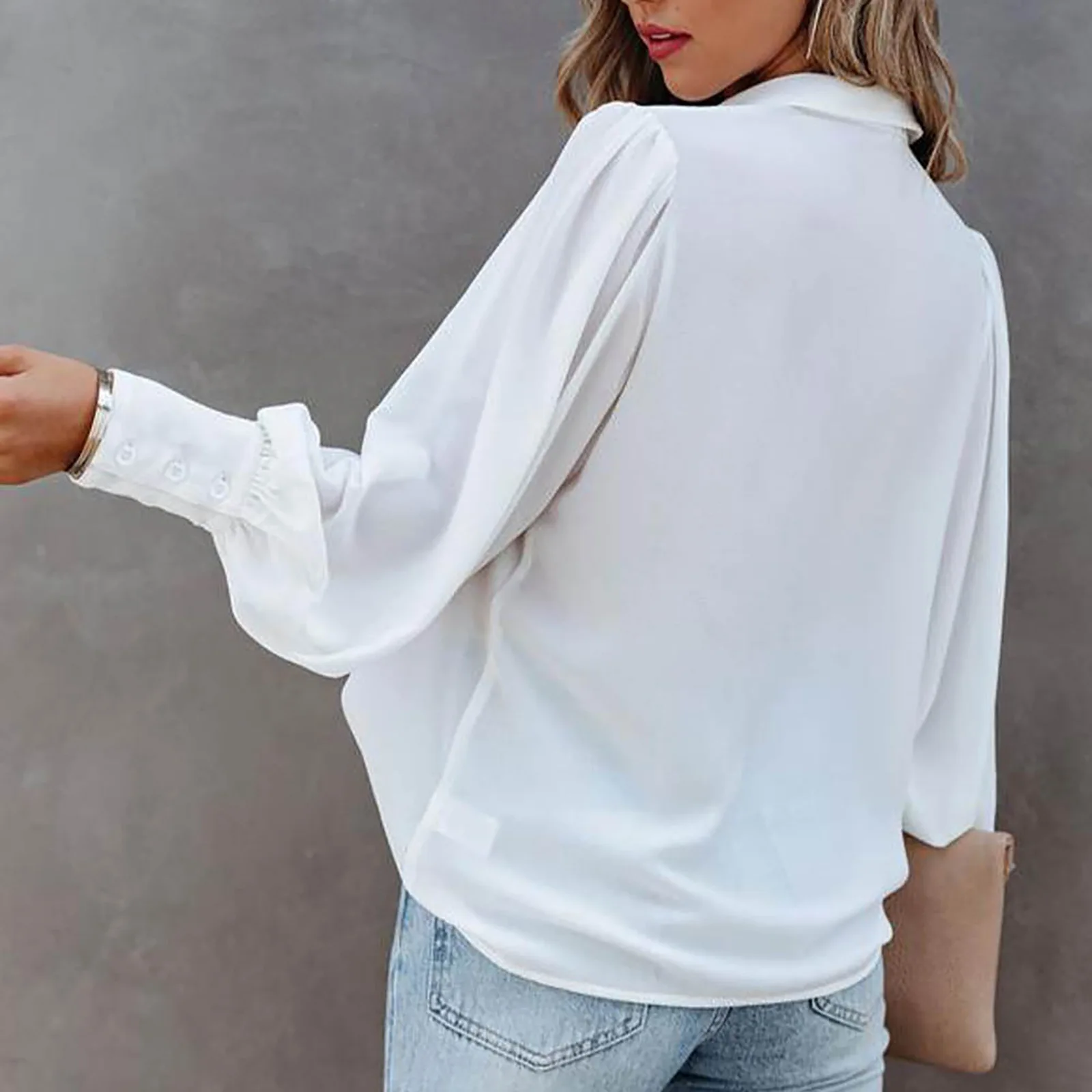 Witte Lange Latern Mouwen Blouses Lente Shirts Vrouwen Herfst Nieuw Ontwerp Elegant Kantoor Dame Shirt Tops Voor Vrouwen Blusas Mujer