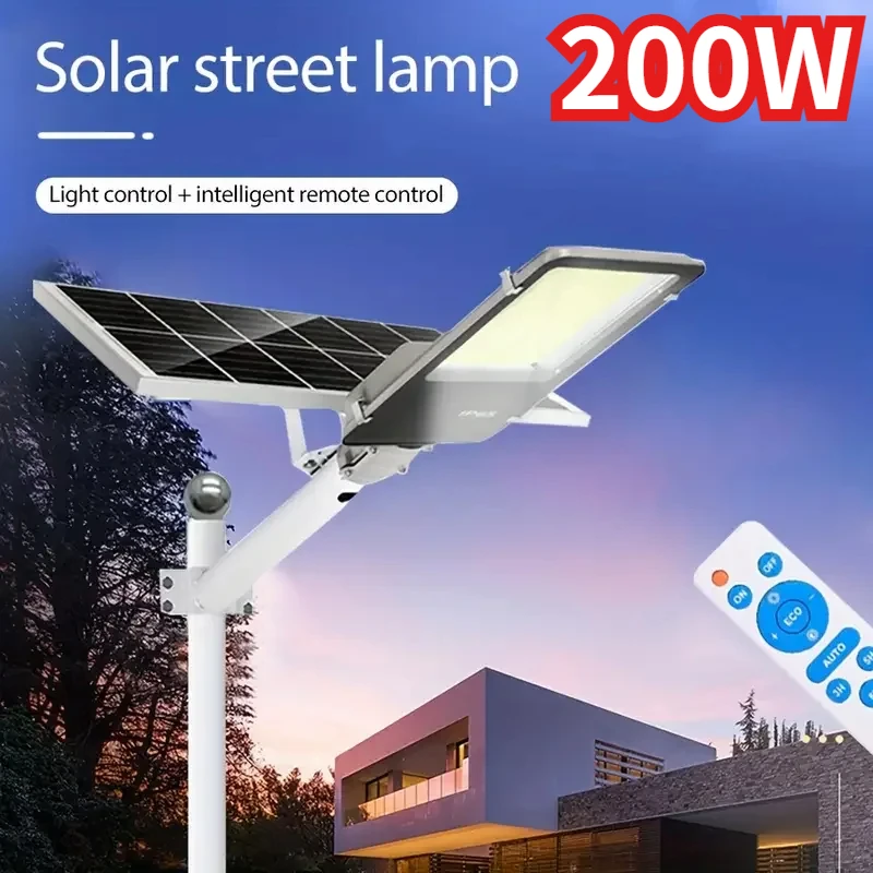 

200W Powerful Solar Light Outdoor Solar Street Light 6000mah Waterproof Automatic Dusk To Dawn Street Light for Garage Garden