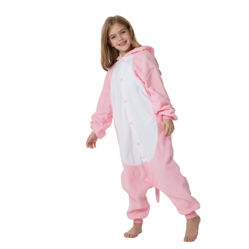 Kids Pink Cute Piggy Cartoon Cosplay One Piece Pajamas Kids Baby Animals Halloween Boys Girls Kigurumi Anime Pajamas