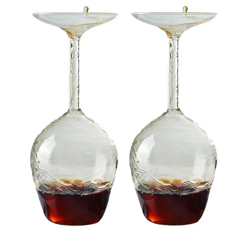 -A12R 14Fl Oz Upside Down Cocktailglas Upside Down Martini Glas Weinglas Einzigartiger Spaß Upside Down Weinglas Invertiert 2 Stück