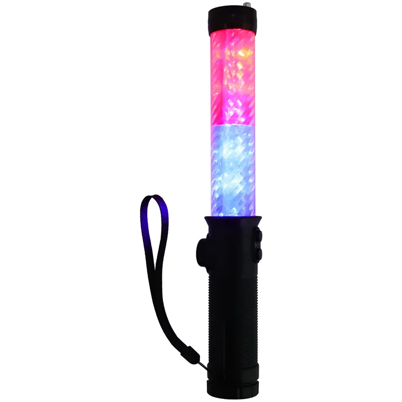 Verkehrs befehls licht Stick mit elektronischer Pfeife rot blau Burst Flash LED Licht emittierende Signal Stick Handwarn licht