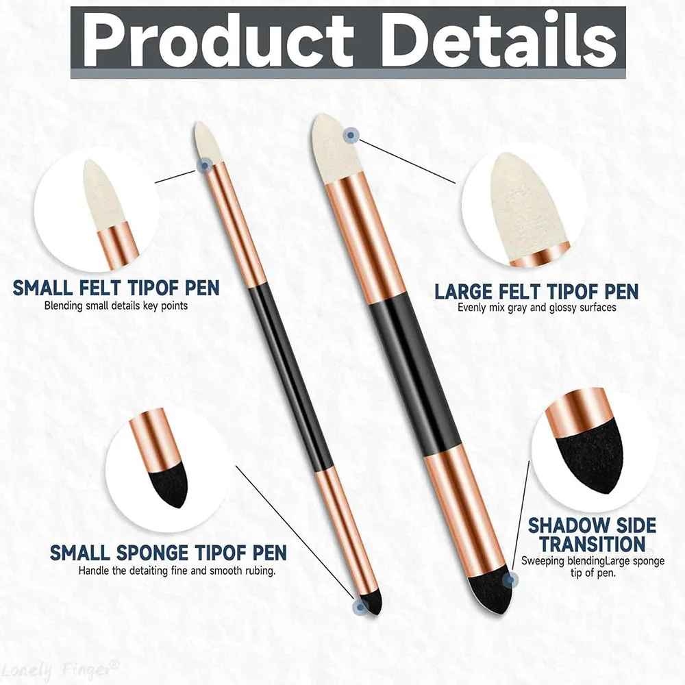 Stylo éponge de mélange d'artiste, 2 pièces, double pointe, lavable, croquis, brosse éponge à frotter, réutilisable, dessin, Art, outils de mélange Pastel doux