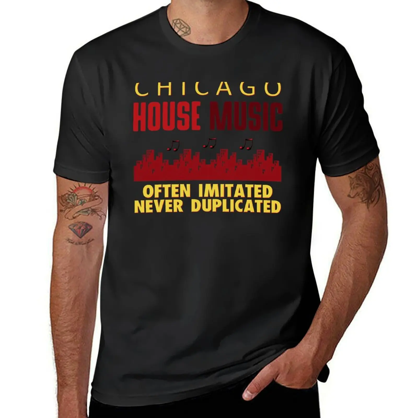 CHICAGO HOUSE MUSIC OFTEN IMITATED NEVER DUPLICATED T-Shirt plus size tops korean fashion plain mens t shirt graphic