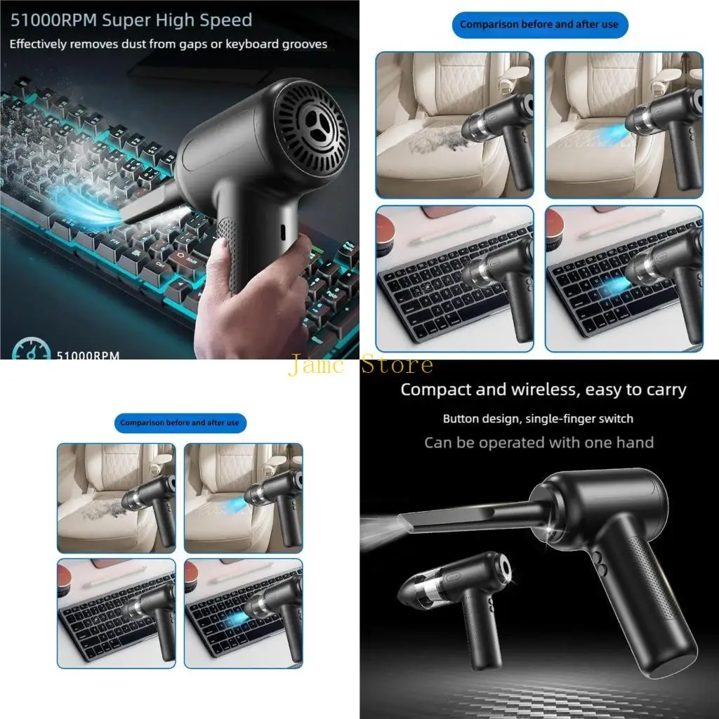 LX0B Air Blower Cordless Air Duster 51000RPM Power  For Indoor Outdoor Cleaning