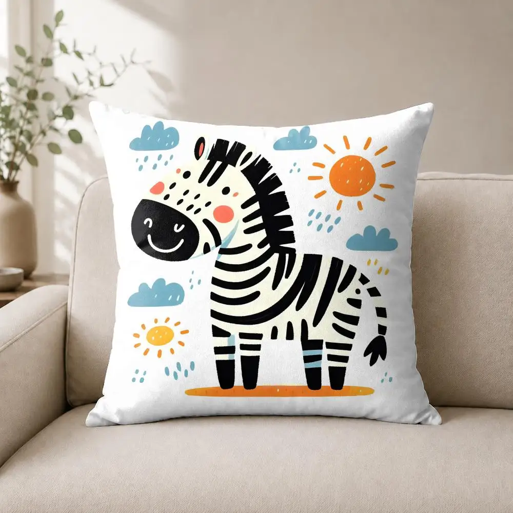 Cute Zebra Cushion Cover Luxury Soft Plush Short Fur Cushion Case Warm Cozy Sofa Bed Decorative Home Accent