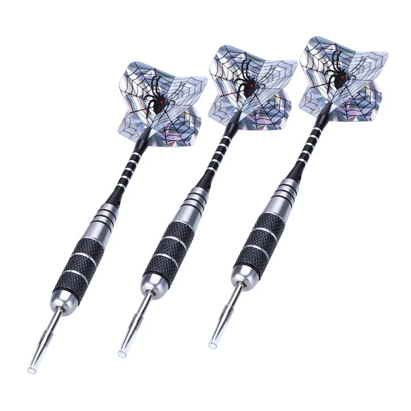 

3 шт./компл., высококачественные дротики с металлическими иглами из нержавеющей стали, 22 г, тренировочные черные алюминиевые стержни для соревнований, лазерные крылья, развлечения