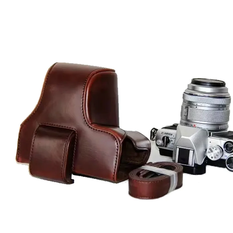 New Pu Leather Camera Case Bag Đối Với Olympus EM10 Mark II EM10 III EM10 II EM10 Mark III Máy Ảnh Bag Bìa Với dây đeo