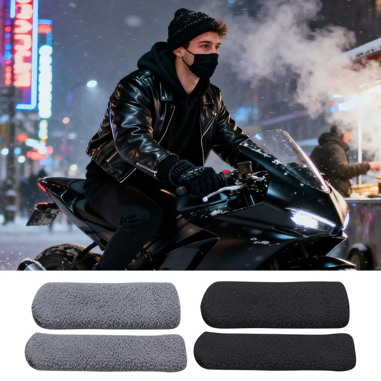 Motorcycle Handle Cover Set Anti-Slip Soft Wrap Handlebar Brake Lever Cover For Cycling For Adventure Commuting Cruising Short