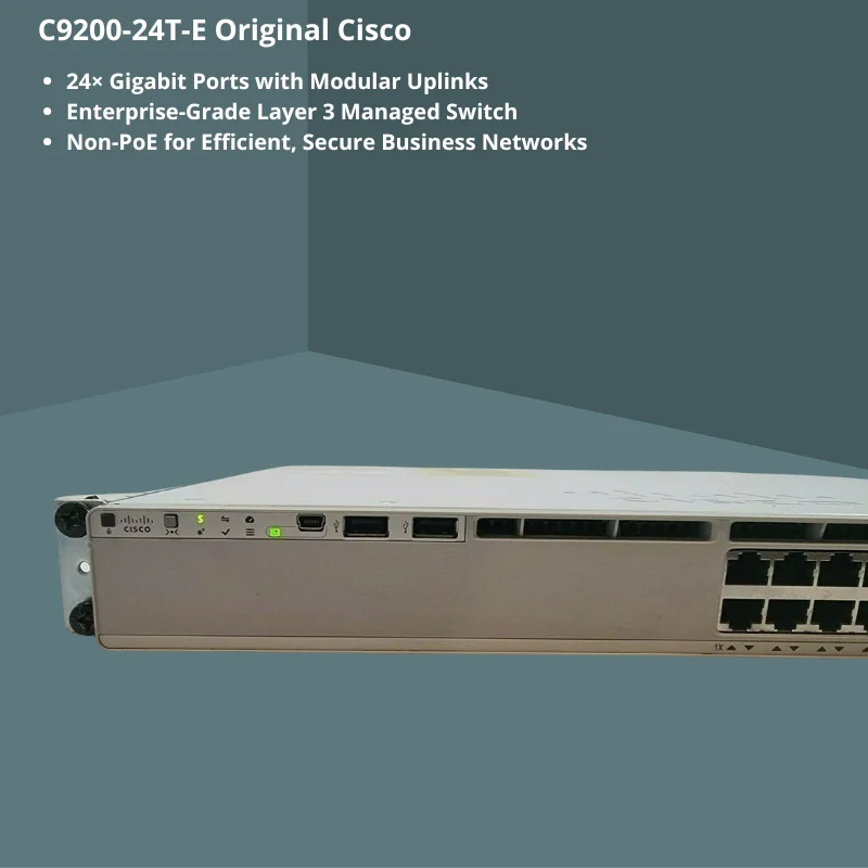 C9200-24T-E Cisco Catalyst 9200 Series 24 Port Non PoE Layer 3 Managed Gigabit Ethernet Switch with Modular Uplinks C9200-24T-E