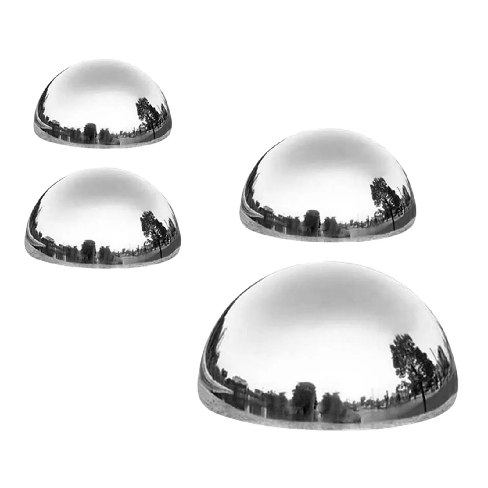4Pcs Stainless Steel Reflective Gazing Hemisphere Garden Balls Outdoor Mirror Spheres Decorative Globe for Lawn