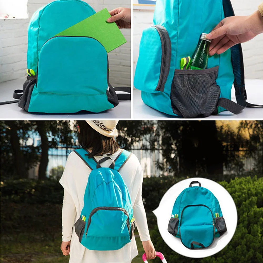 Text Printed Foldable Backpack Lightweight Sports Travel Hiking Climbing Storage Bag Portable Outdoor Pack for Women Men Travel