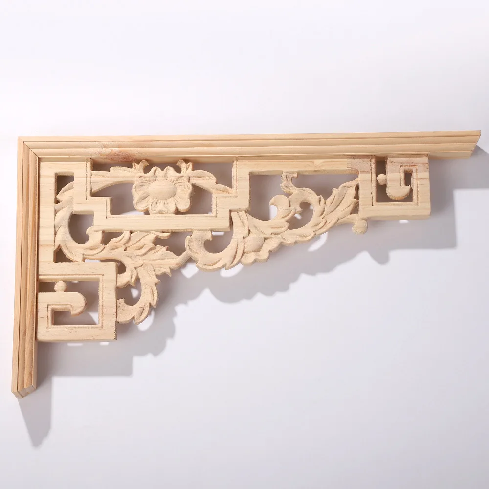 Chinese style Dongyang wood carving corner flower double-sided relief solid wood gun flower living room ceiling lintel