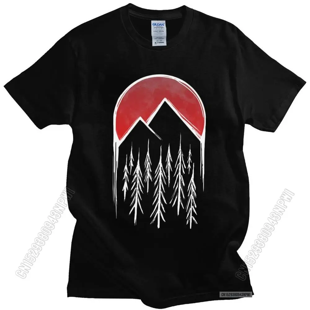 Vintage Twin Peaks T Shirts Men Red Pine Tree Moon Tshirt High Quality Tops Soft Fabric 2020 Uniform T-Shirt Cotton Tee Gift