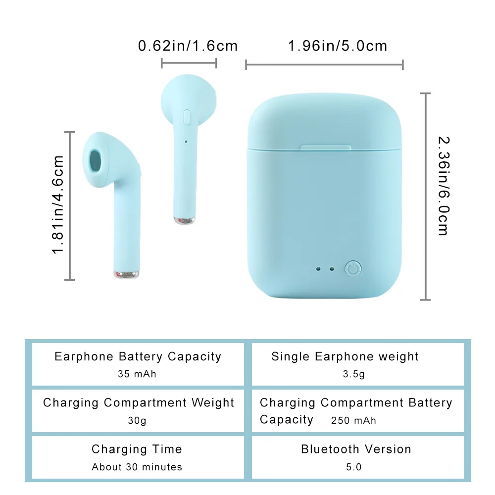 I7tws Wireless Binaural Bluetooth Headset 5.0 Stereo Scrub in Ear Earplugs Portability Sports Audio I7 Mini Bluetooth Earphones