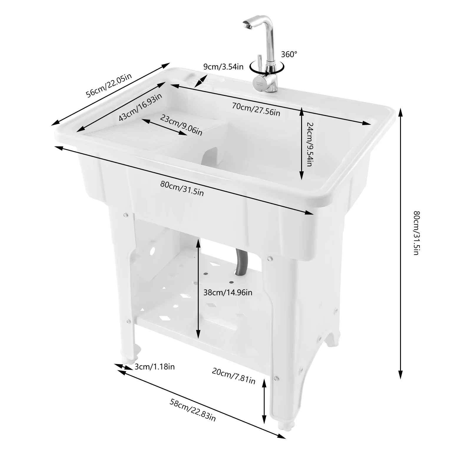 

Utility Sink with Faucet, Freestanding Laundry Tub Sink, Heavy Duty Slop Sinks for Laundry Room, Bathroom, Garage, Kitchen