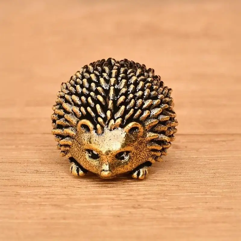 Miniatur-Igel-Ornament aus Messing, Metall-Tierstatue, antikes Teetier für die Dekoration von Zuhause, Büro oder Schreibtisch, Geschenk. – Detail 4