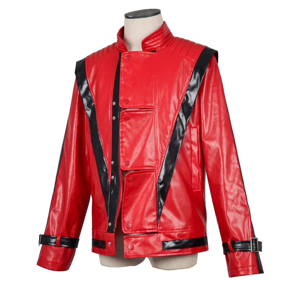 2026Michael Jackson cosplay red leather jacket cosplay costume Halloween stage performance outfit men's top