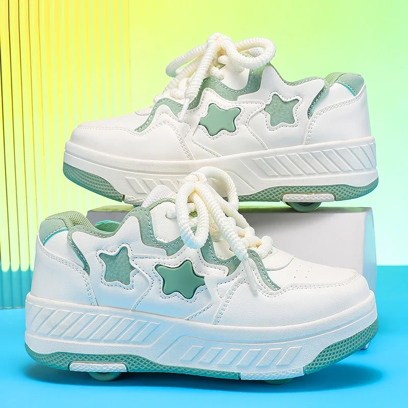 Imagen 3: Zapatillas de Patinaje Infantiles, Zapatillas Deportivas para Niños con Dos Ruedas, Zapatillas para Correr, Zapatillas Casuales para Niños y Adultos