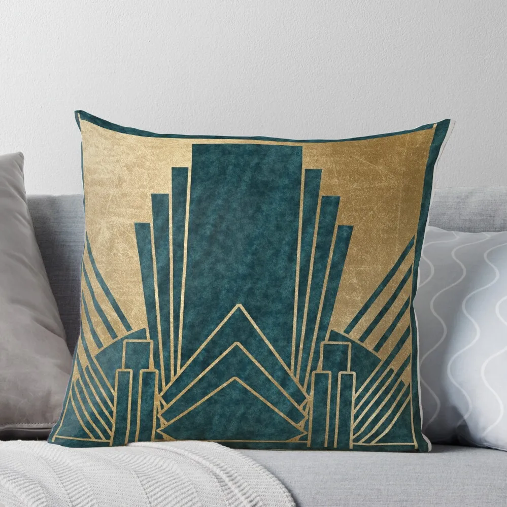 

Art Deco glamour - teal and gold Throw Pillow home decor items Cushion Child christmas supplies Cushions For Children