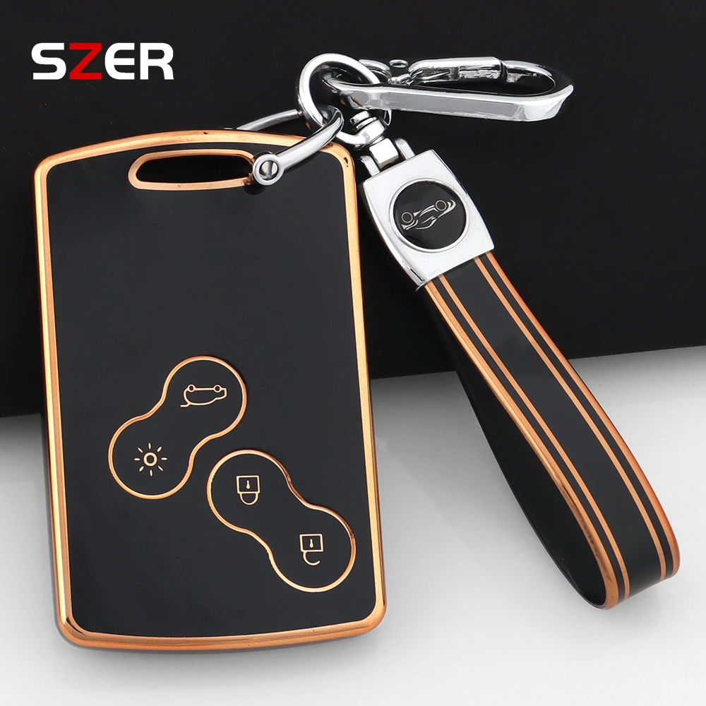 Fashion TPU Car Smart Key Case Cover For Renault Clio Laguna Koleos Megane Fluence Zoe Scenic Captur Card Protected Keychain Fob
