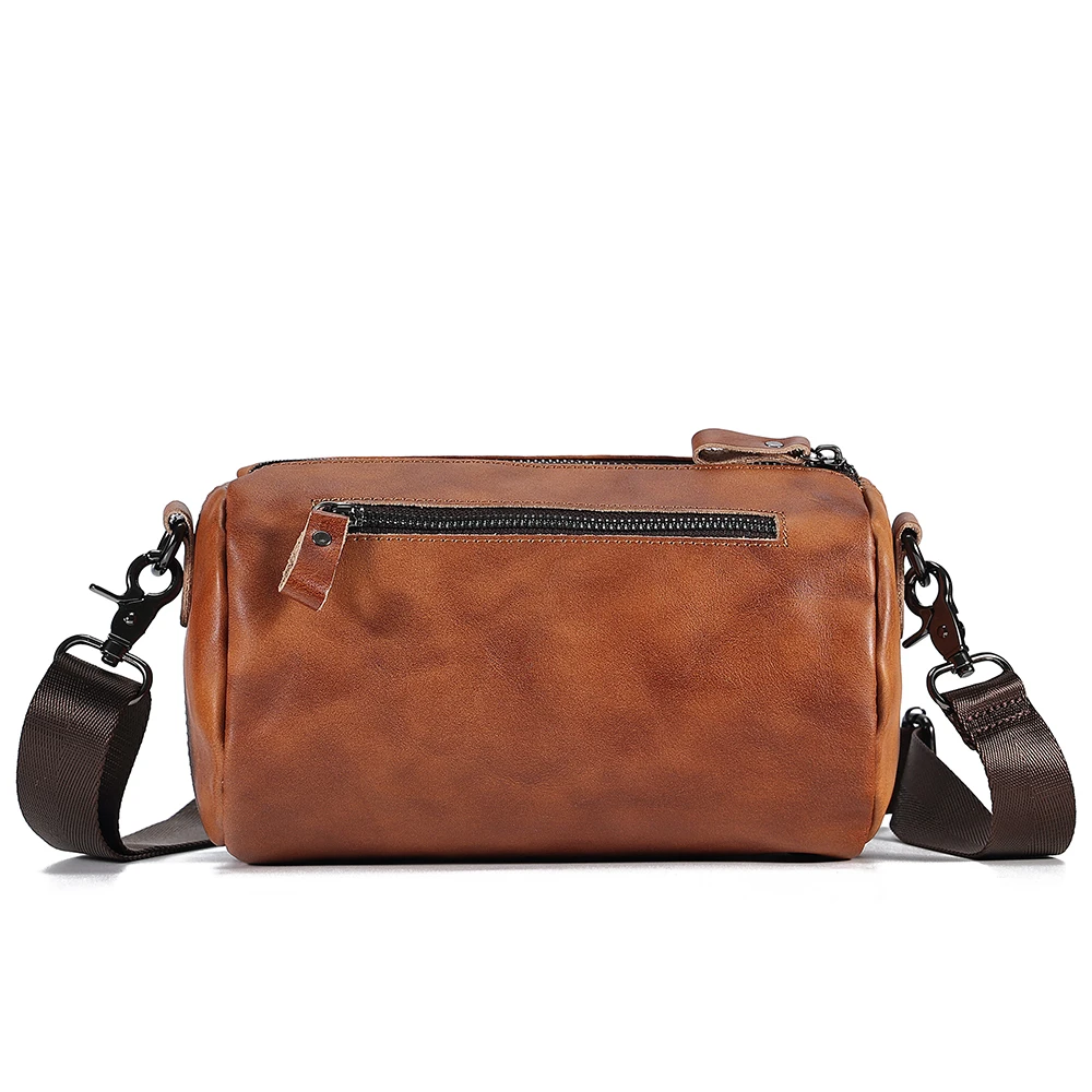 Bolsa crossbody de couro genuíno para homens, couro bronzeado vegetal, camada masculina de bandana