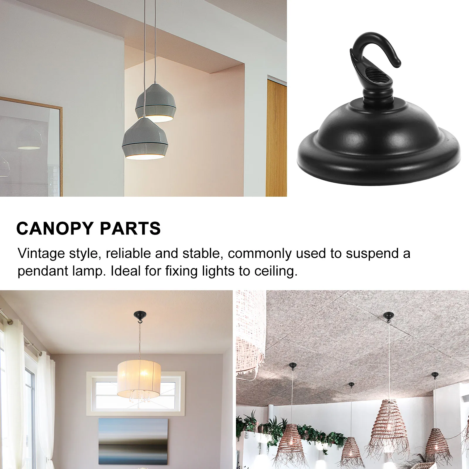 

2Pcs Black 130mm Ceiling Plates Chandelier Hooks Canopy Cover Mounting Bracket Light Parts LED Lamp Accessories