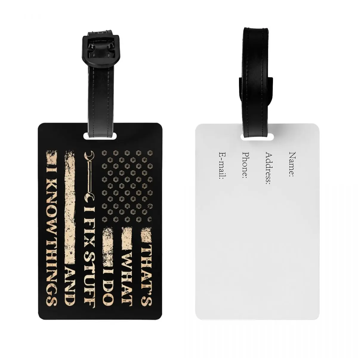 Custom I Fix Stuff Luggage Tag Custom Mechanic Engineer Gift Baggage Tags Privacy Cover ID Label