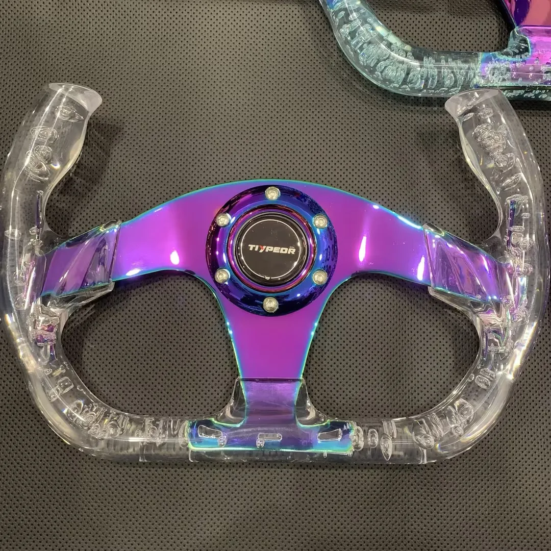 Universal 320MM Multi-color option Auto Acrylic Transparent Modification Sport Steering Wheel Color Plated Bracket Unique Design