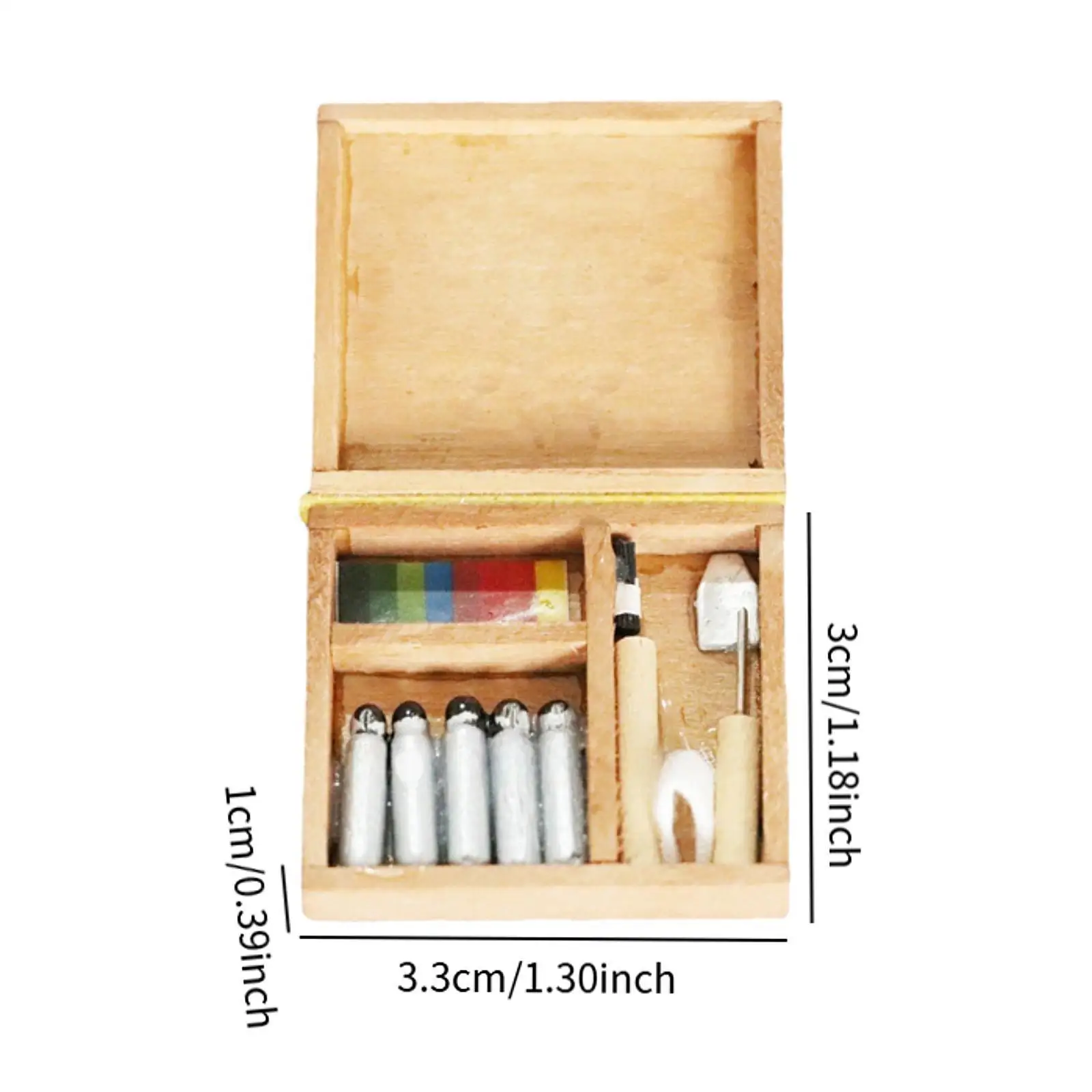 1: 12 Scale Dollhouse Mini Paint Box Brushes Painting Tool Set for Decor