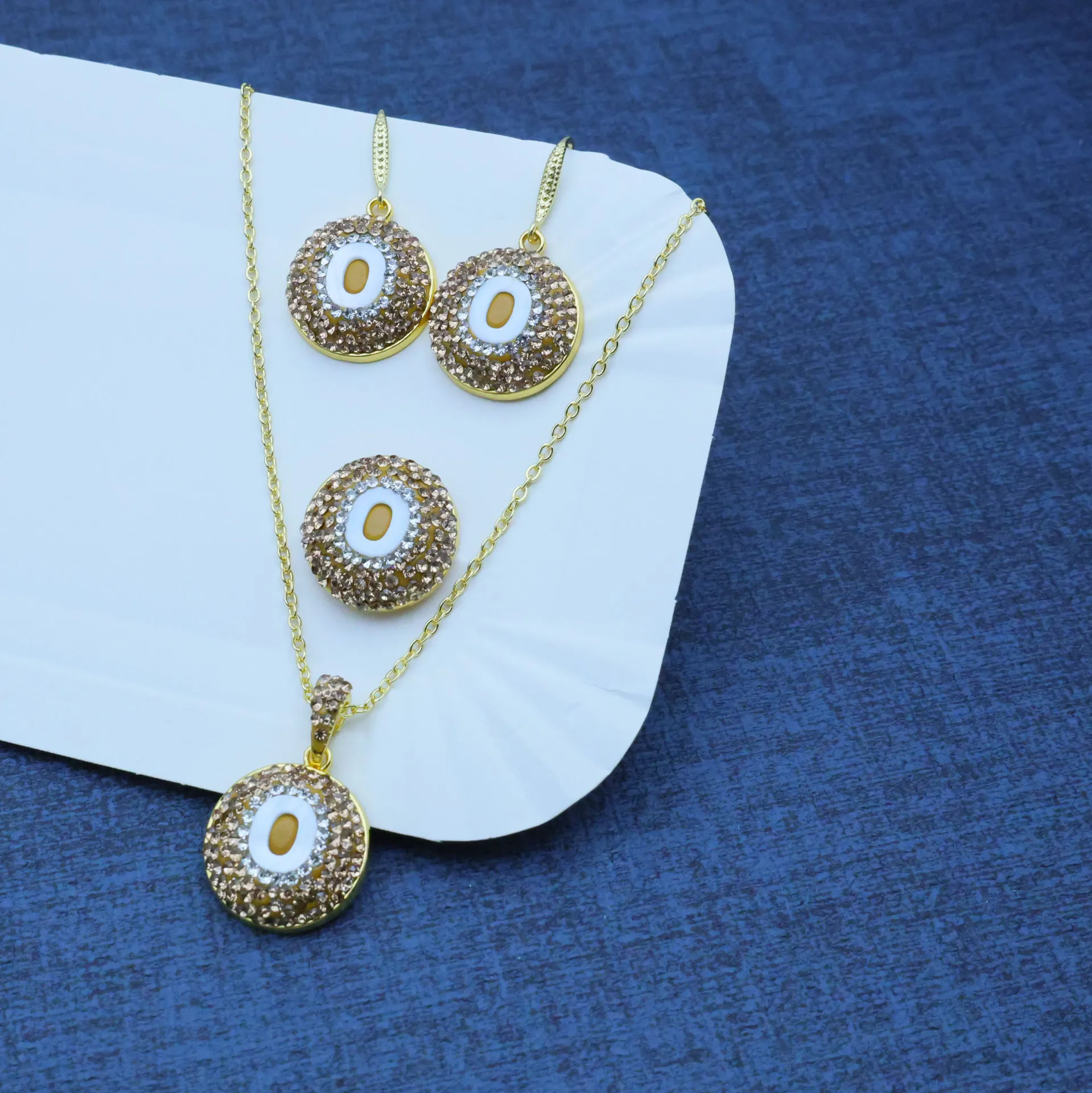 DIY accessories Cross-border natural shell carving high-end letter O handmade design light luxury three-piece women's jewelry
