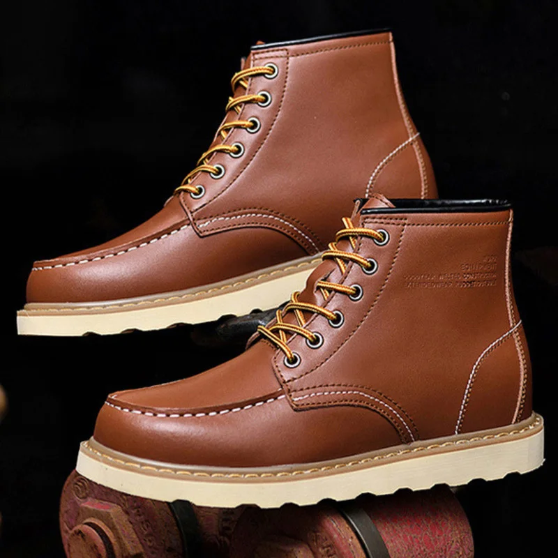 Men Boots Elevator Shoes Hidden Heels Genuine Leather Heightening Shoes For Man Increase Insole 10CM 8CM 6CM Warm Height Boots