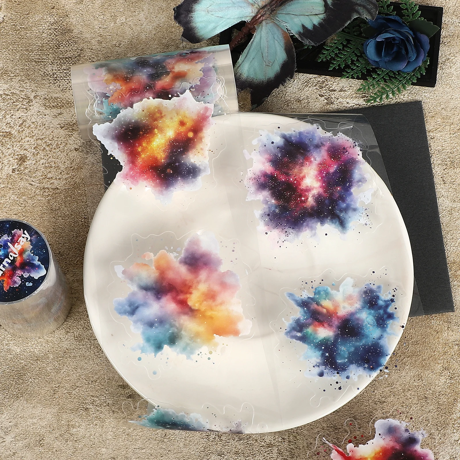 80mm*200cm Vintage Colorful Smudge Landscape PET Tape Creative DIY Journal Material Collage Scrapbooking Stationery